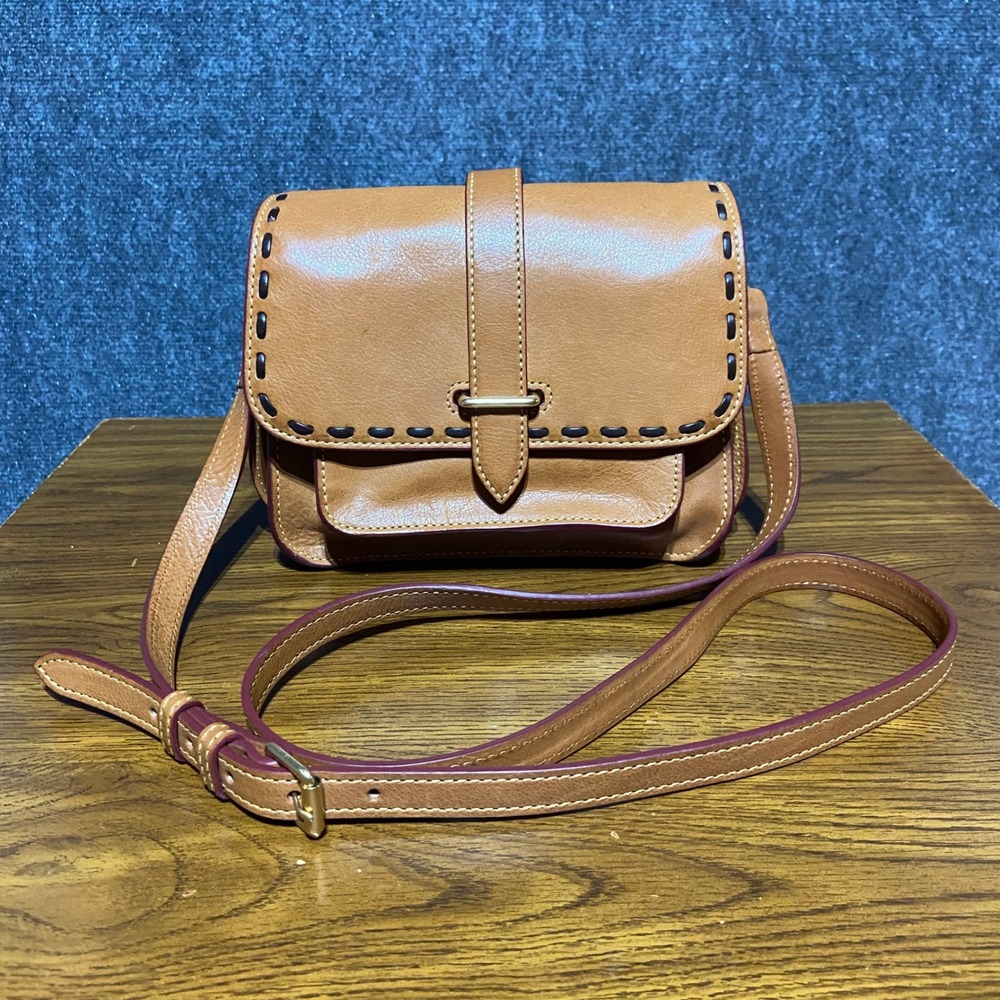 Vintage Dooney & Bourke Florentine Vacchetta Leather Binocular Saddle Crossbody